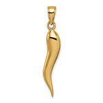 Indlæs billede til gallerivisning 14k Yellow Gold Lucky Italian Horn 3D Pendant Charm
