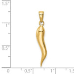 Indlæs billede til gallerivisning 14k Yellow Gold Lucky Italian Horn 3D Pendant Charm

