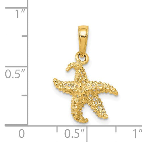 14k Yellow Gold Starfish Ocean Island Life Small Pendant Charm