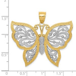 Φόρτωση εικόνας στο εργαλείο προβολής Συλλογής, 14k Yellow Gold and Rhodium Butterfly Diamond Cut Pendant Charm
