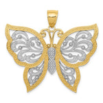 Cargar imagen en el visor de la galería, 14k Yellow Gold and Rhodium Butterfly Diamond Cut Pendant Charm
