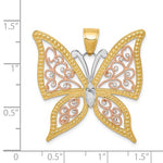 이미지를 갤러리 뷰어에 로드 , 14k Yellow Rose Gold and Rhodium Butterfly Pendant Charm
