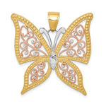 Afbeelding in Gallery-weergave laden, 14k Yellow Rose Gold and Rhodium Butterfly Pendant Charm
