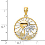 Charger l&#39;image dans la galerie, 14k Yellow White Gold Sun Palm Tree Sea Ocean Beach Water Pendant Charm
