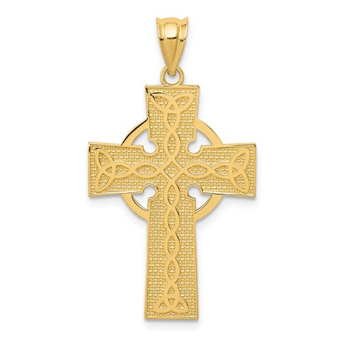14k Yellow Gold Celtic Cross Pendant Charm