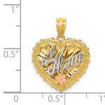 Afbeelding in Gallery-weergave laden, 14k Gold Tri Color Mom Heart Pendant Charm
