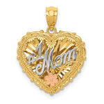 Afbeelding in Gallery-weergave laden, 14k Gold Tri Color Mom Heart Pendant Charm

