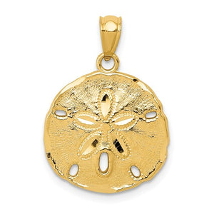 14k Yellow Gold Sand Dollar Pendant Charm