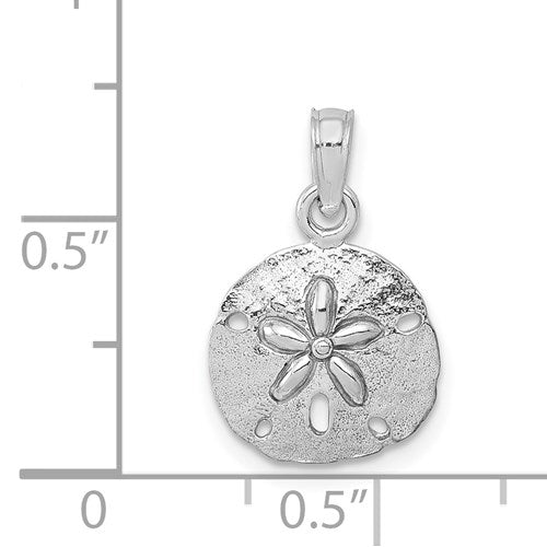 14k White Gold Sand Dollar Pendant Charm