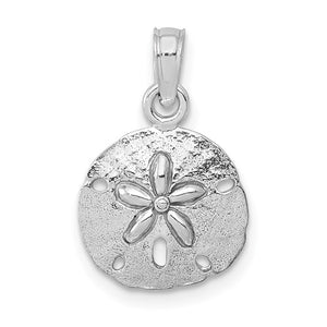 14k White Gold Sand Dollar Pendant Charm