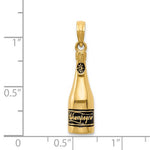 Carica l&#39;immagine nel visualizzatore di Gallery, 14k Yellow Gold Enamel Champagne Bottle 3D Pendant Charm
