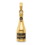 將圖片載入圖庫檢視器 14k Yellow Gold Enamel Champagne Bottle 3D Pendant Charm
