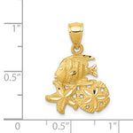 画像をギャラリービューアに読み込む, 14k Yellow Gold Sand Dollar Starfish Fish Pendant Charm
