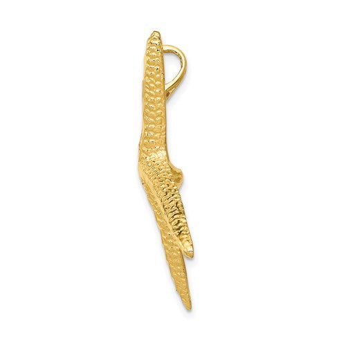 14k Yellow Gold Starfish Chain Slide Diamond Cut Pendant Charm