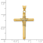 이미지를 갤러리 뷰어에 로드 , 14k Yellow Gold Cross Polished 3D Hollow Pendant Charm 34mm x 20mm

