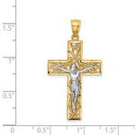 Lade das Bild in den Galerie-Viewer, 14k Yellow White Gold Two Tone Crucifix Cross Vines Pendant Charm
