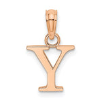 Lataa kuva Galleria-katseluun, 14K Rose Gold Uppercase Initial Letter Y Block Alphabet Pendant Charm
