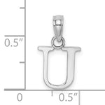 Load image into Gallery viewer, 14K White Gold Uppercase Initial Letter U Block Alphabet Pendant Charm
