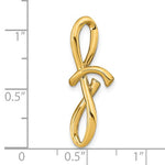 Indlæs billede til gallerivisning 14k Yellow Gold Initial Letter F Cursive Chain Slide Pendant Charm
