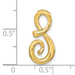 將圖片載入圖庫檢視器 14k Yellow Gold Initial Letter S Cursive Chain Slide Pendant Charm
