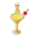 이미지를 갤러리 뷰어에 로드 , 14k Yellow Gold Enamel Martini Cocktail Drink Pendant Charm
