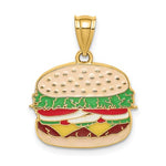 Carregar imagem no visualizador da galeria, 14k Yellow Gold Enamel Cheeseburger Hamburger Pendant Charm
