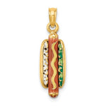 Charger l&#39;image dans la galerie, 14k Yellow Gold Enamel Hotdog with Bun 3D Pendant Charm
