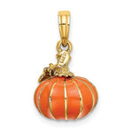 Φόρτωση εικόνας στο εργαλείο προβολής Συλλογής, 14k Yellow Gold with Enamel Pumpkin Halloween 3D Pendant Charm
