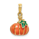 Φόρτωση εικόνας στο εργαλείο προβολής Συλλογής, 14k Yellow Gold with Enamel Pumpkin Halloween 3D Pendant Charm
