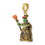 Cargar imagen en el visor de la galería, 14k Yellow Gold Halloween Witch with Broom 3D Pendant Charm
