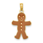 Charger l&#39;image dans la galerie, 14k Yellow Gold Enamel Gingerbread Man Christmas Holiday 3D Pendant Charm
