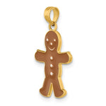 Charger l&#39;image dans la galerie, 14k Yellow Gold Enamel Gingerbread Man Christmas Holiday 3D Pendant Charm

