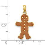 將圖片載入圖庫檢視器 14k Yellow Gold Enamel Gingerbread Man Christmas Holiday 3D Pendant Charm
