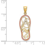 Загрузить изображение в средство просмотра галереи, 14k Yellow Gold Flip Flop Slipper Sandal Love Hearts Pendant Charm
