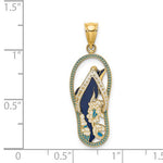 Kép betöltése a galériamegjelenítőbe: 14K Yellow Gold Enamel Flip Flop Sandal Dolphin Pendant Charm
