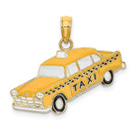 이미지를 갤러리 뷰어에 로드 , 14k Yellow Gold with Enamel Yellow Cab Taxi Pendant Charm
