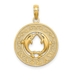 Indlæs billede til gallerivisning 14k Yellow Gold Nassau Bahamas Dolphins Circle Pendant Charm
