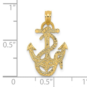 14k Yellow Gold Anchor Rope Pendant Charm