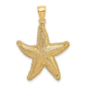 14k Yellow Gold Starfish Ocean Pendant Charm