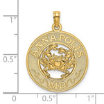 Afbeelding in Gallery-weergave laden, 14k Yellow Gold Annapolis MD Crab Round Circle Pendant Charm
