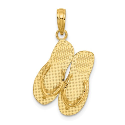 14k Yellow Gold Turks Caicos Flip Flop Sandal Travel Pendant Charm