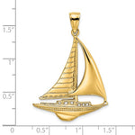 Lataa kuva Galleria-katseluun, 14k Yellow Gold Sailboat Sailing Large Pendant Charm
