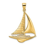Загрузить изображение в средство просмотра галереи, 14k Yellow Gold Sailboat Sailing Large Pendant Charm
