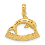 Indlæs billede til gallerivisning 14k Yellow Gold Cancun Mexico Dolphin Travel Vacation Pendant Charm
