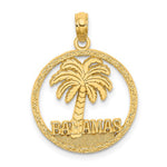 Lataa kuva Galleria-katseluun, 14k Yellow Gold Bahamas Palm Tree Circle Pendant Charm
