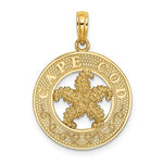 Afbeelding in Gallery-weergave laden, 14k Yellow Gold Cape Cod Starfish Round Circle Pendant Charm
