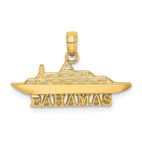 14k Yellow Gold Bahamas Cruise Ship Travel Vacation Pendant Charm