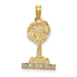 Indlæs billede til gallerivisning 14k Yellow Gold Bahamas Palm Tree Travel Vacation Pendant Charm
