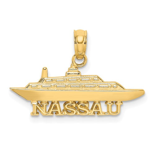 14k Yellow Gold Nassau Bahamas Cruise Ship Travel Vacation Pendant Charm