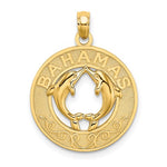 Lataa kuva Galleria-katseluun, 14k Yellow Gold Bahamas Dolphins Travel Circle Pendant Charm
